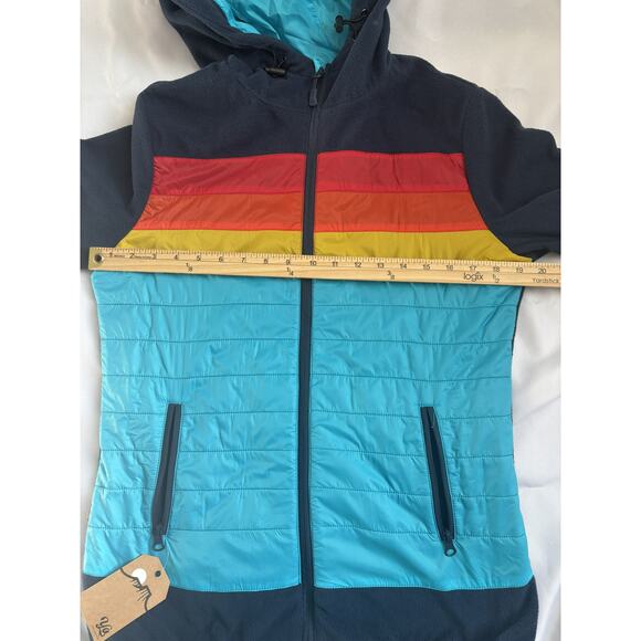 YO Colorado Retro Rainbow Stripe Hooded Jacket WM | Fleece Lined Softshell | NWT - Picture 9 of 11